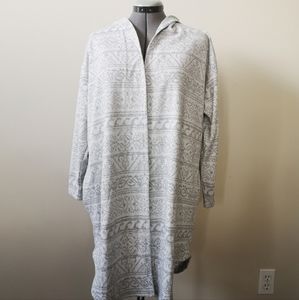 Tahari Long Heathered Grey Cardigan Hooded  L/XL
